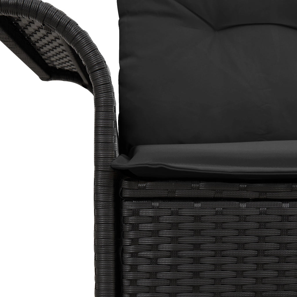 Divano da giardino a 2 posti con cuscini in polyrattan nero