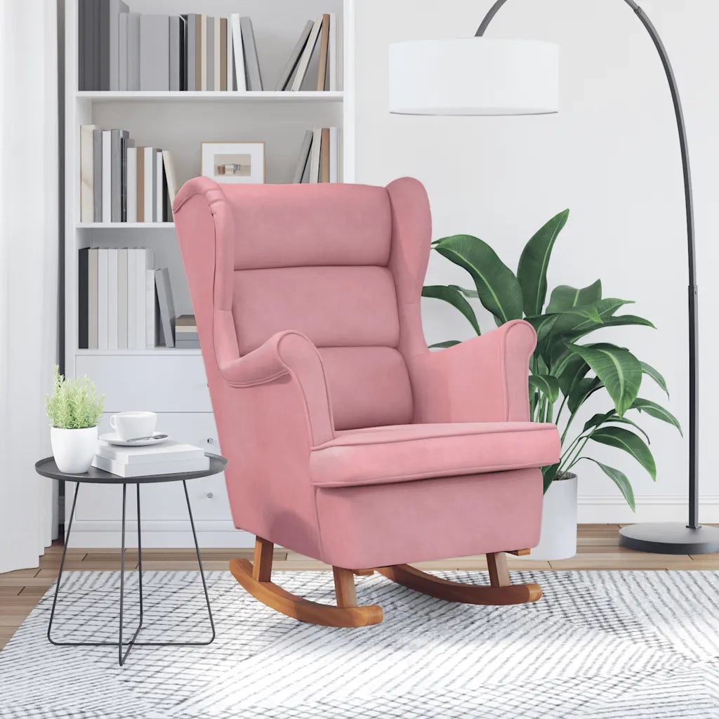 Sedia a dondolo con schienale alto in velluto rosso 329367