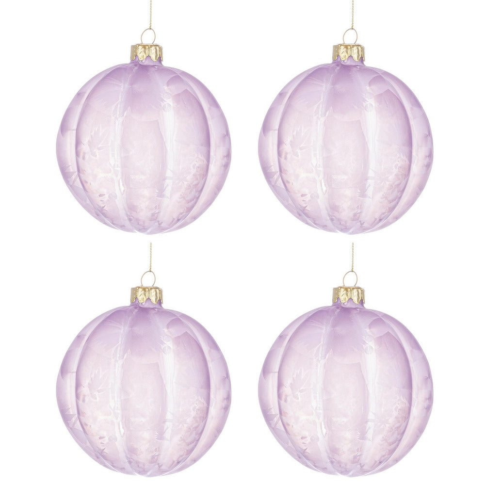 Pallina Natale in Vetro Lilla con Fantasia Elegante Sanity Diametro: 100 mm