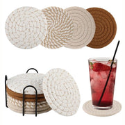 Pacchetto di 8 supporti per bicchieri in cotone manuale - supporti per bicchieri rotondi - supporti per bicchieri manuali - supporti per bicchieri per bevande - con piede, adatto a diverse tazze - modello standard