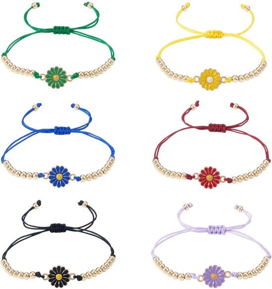 Bracciali in Tessuto Rilasciabili - 6 Pezzi - Madeliefje Emaillo Chiave