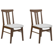 Set di 2 sedie da pranzo in tessuto grigio con struttura in legno massiccio scuro tradizionali retrò senza braccioli