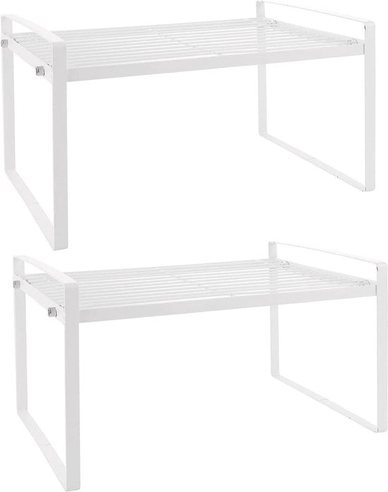 Organizzatore per scaffalatura da cucina da appoggiare sul piano di lavoro - bianco - 2 pezzi