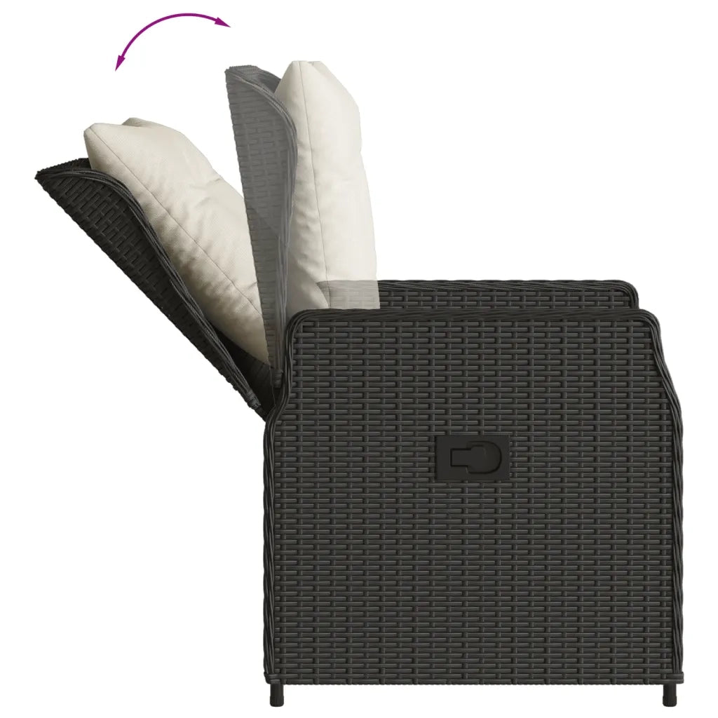 Set da Pranzo da Giardino 5 pz Nero con Cuscini in Polyrattan 3262829