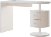 Scrivania Lara, Bianco lucido, 120 x 50 cm con 2 cassetti, adatto per postazioni di lavoro al computer e applicazioni home office