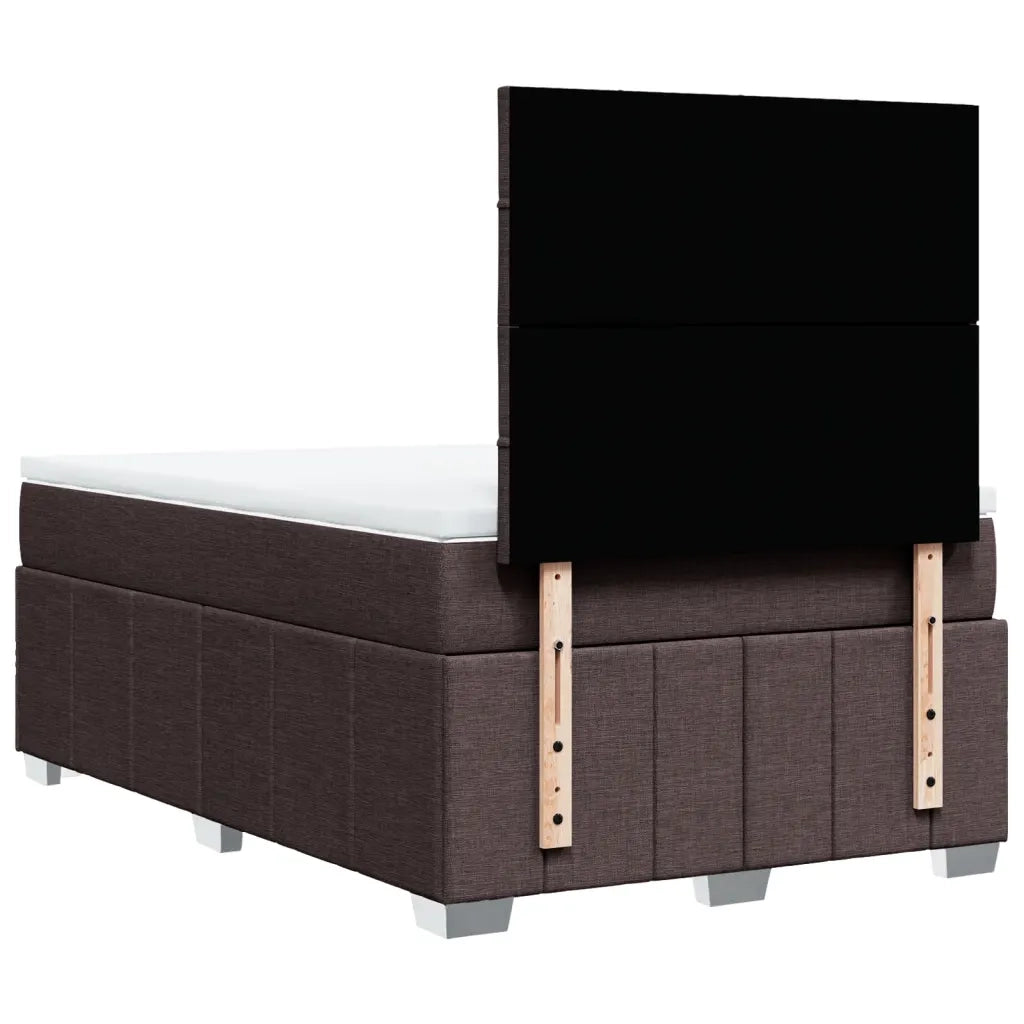 Giroletto a Molle con Materasso Marrone Scuro 120x200cm Tessuto