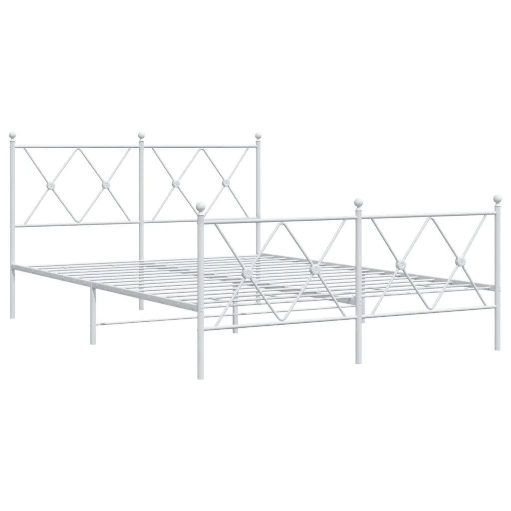 Giroletto con Testiera e Pediera-Struttura Letto Metallo Bianco 140x200 cm 255464