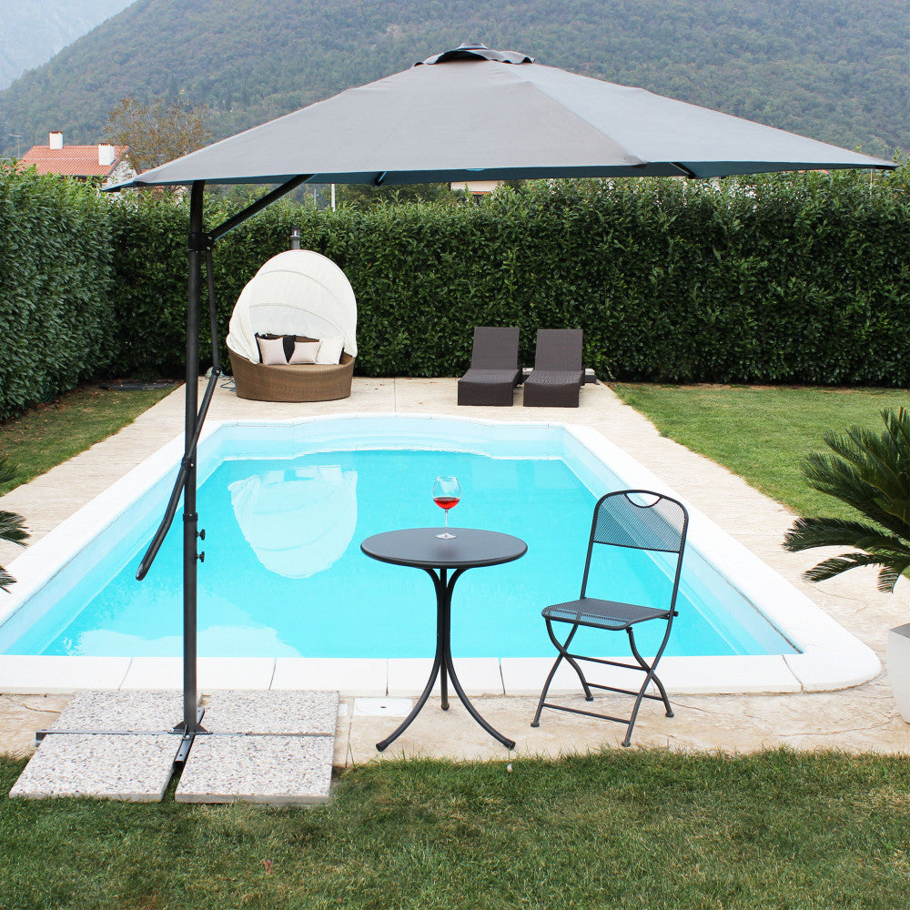 Ombrellone da Giardino Zenith Decentrato 2,5x2,5 m in Acciaio Grigio