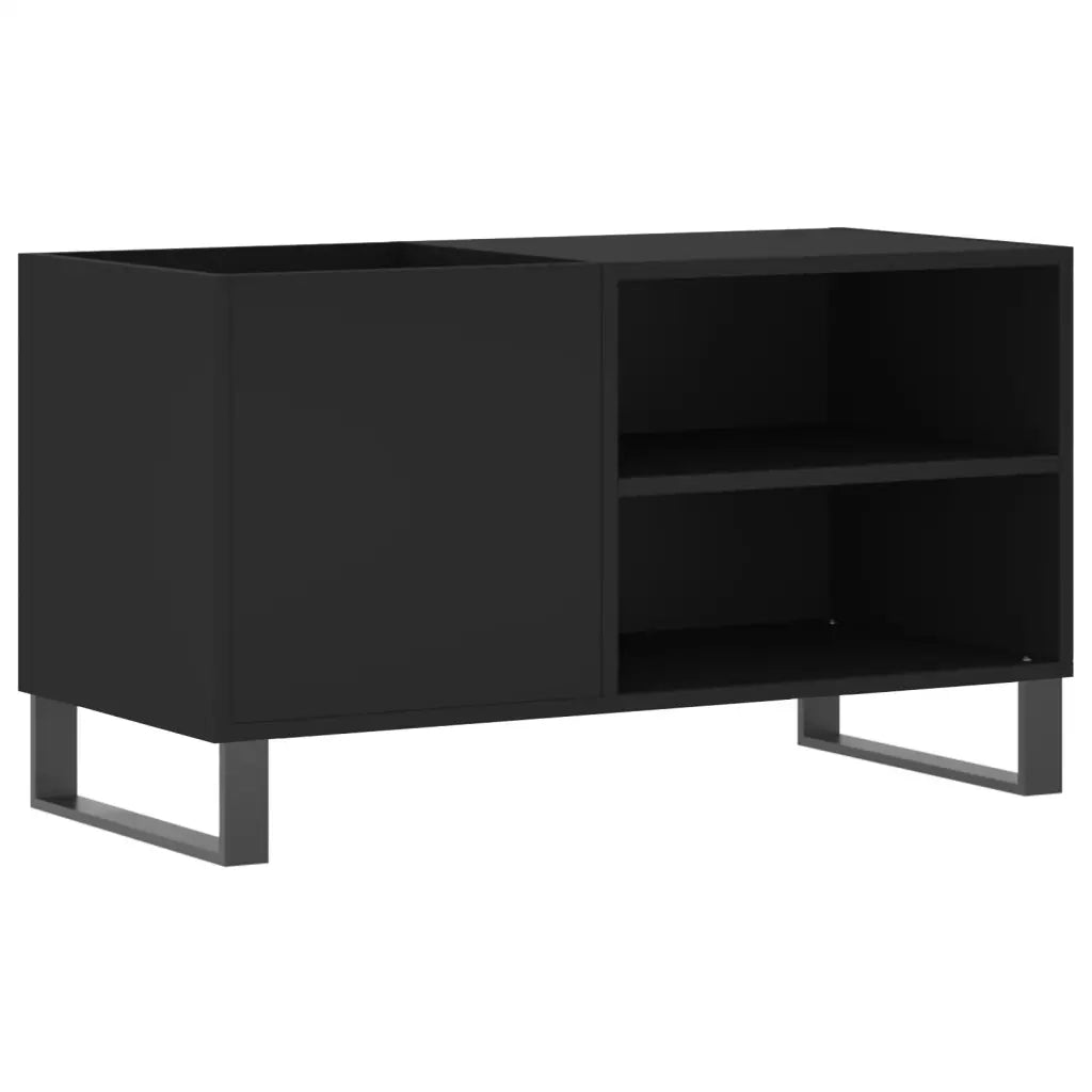 Mobile porta dischi pratico e classico 85 x 38 x 48 cm ampio spazio contenitivo stile industriale legno nero 02_0049116