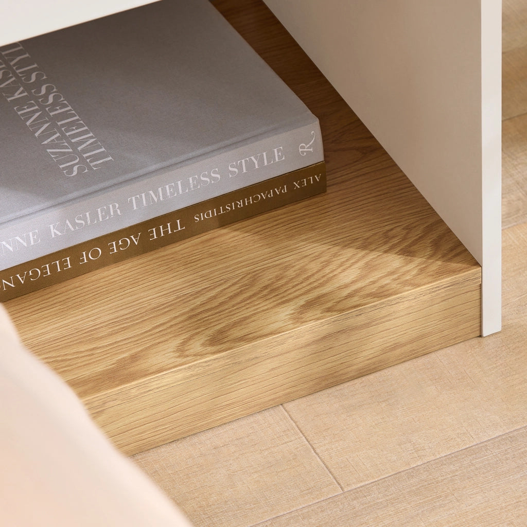 SoBuy Comodino per letto Tavolino stretto Tavolo telefono Bianco e Naturale 45x40x55cm FBT128-WN