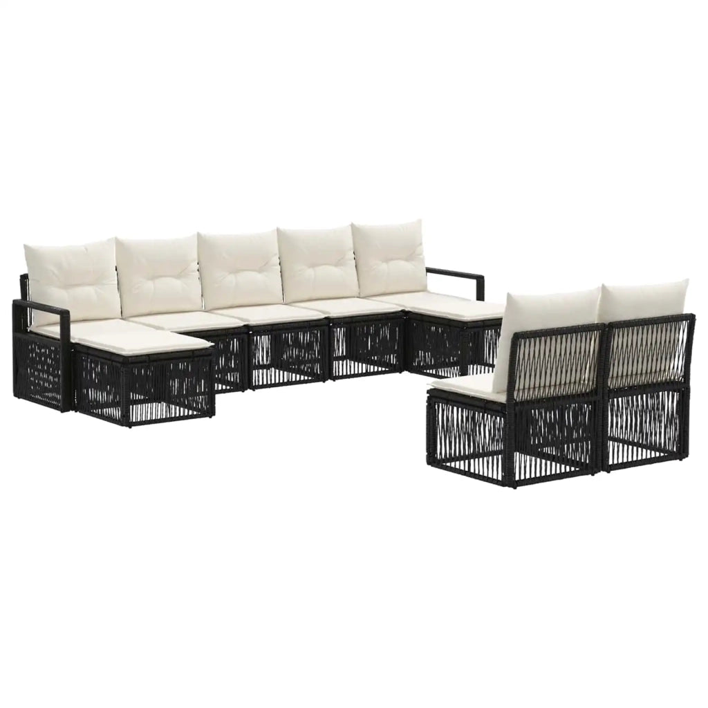 Set Divano da Giardino 9 pcs Nero polyrattan 3435826