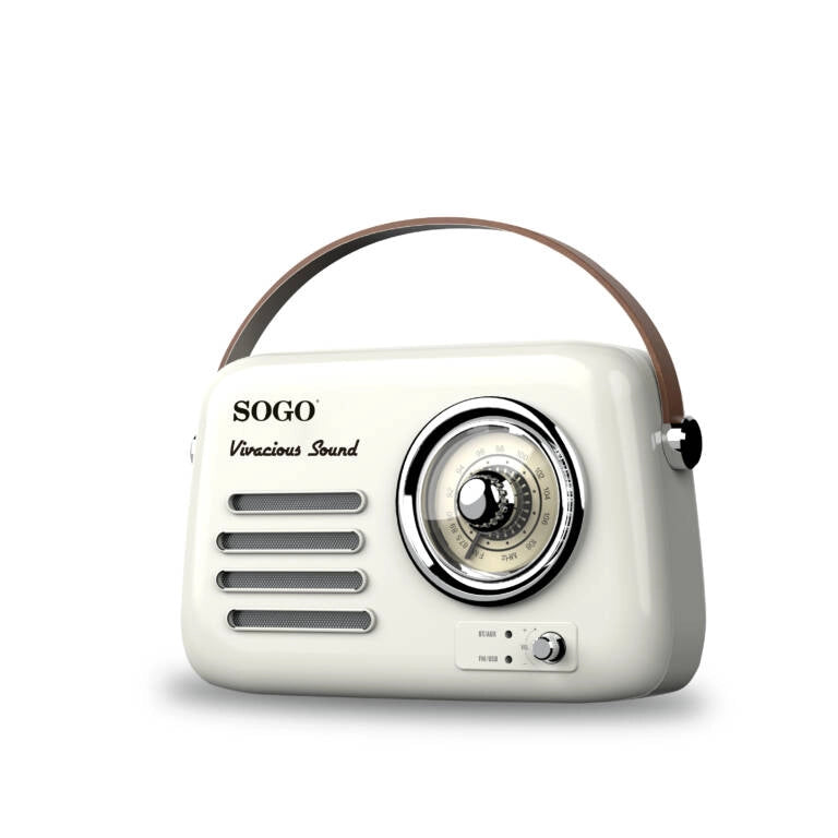 Radio vintage Bluetooth 5W, batteria ricaricabile 1500mAh, altoparlante 3 pollici, FM e USB, design retrò - SOGO