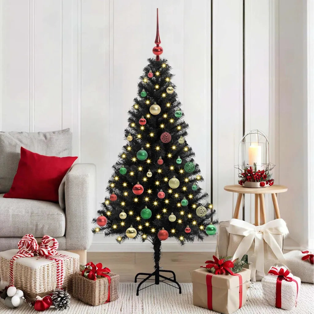 Albero di Natale | Decorazioni natalizie con 150 LED con supporto Nero 150 cm PVC