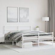 Giroletto con Testiera e Pediera-Struttura Letto Metallo Bianco 150x200 cm 392243