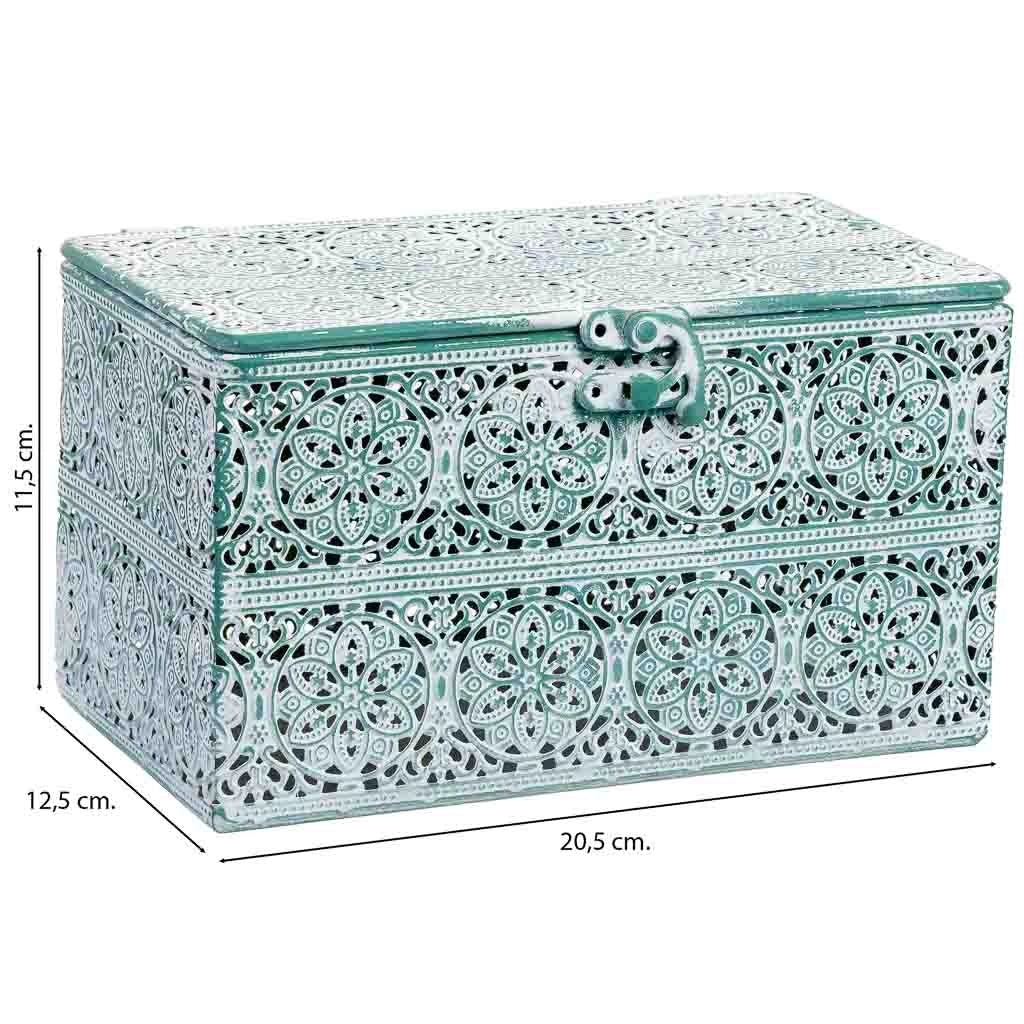 Scatola in metallo verde 20.5x12.5x11.5h cmh cm