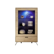 Vetrina SHOW – 2 porte in vetro e 1 cassetto – Color quercia chiara – Design moderno