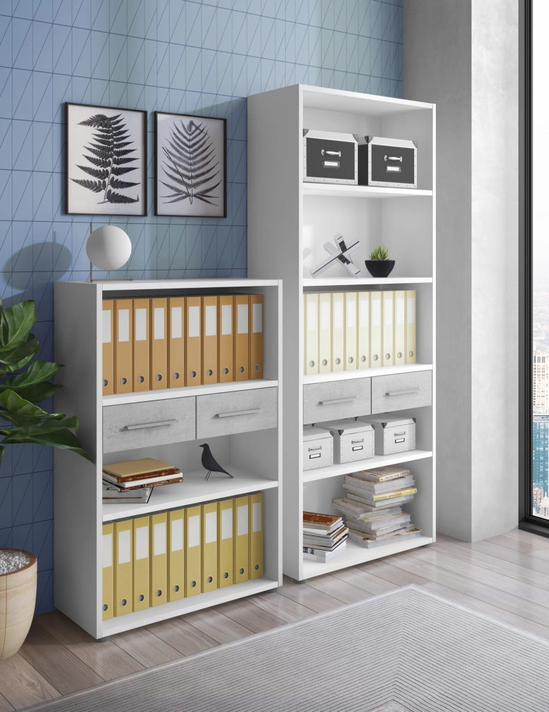 Libreria bassa effetto legno finitura larice cm. H.123xL.80xP.35,5