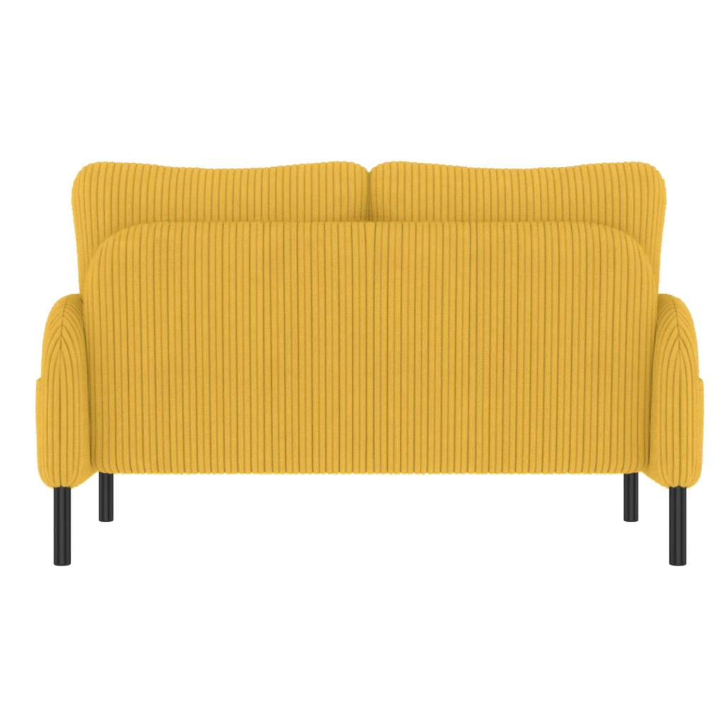 Set divano; poltrona e pouf con tasca laterale in corduroy giallo