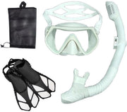 Attrezzatura da snorkeling per adulti - maschera, pinne, set di snorkeling - maschera da immersione panoramica - pinne da camminata - snorkel secco - set a 3 pezzi per immersioni sportive all'aperto - set da immersione per nuoto - misura S/M (38-41)