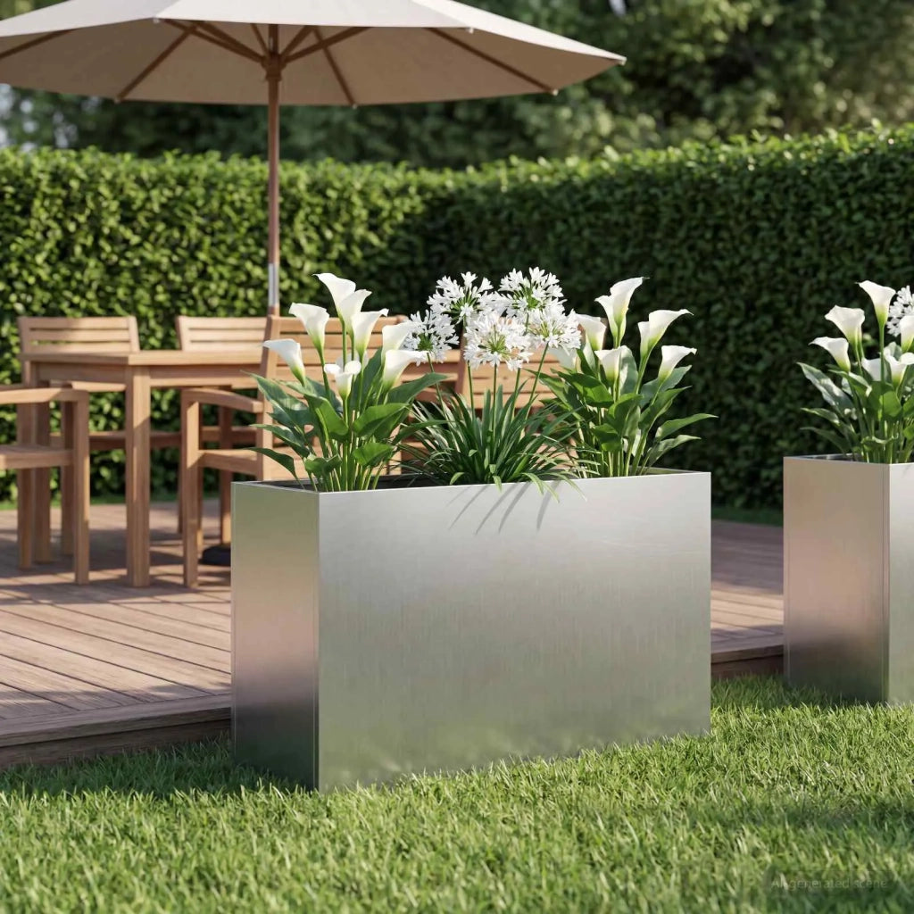 Vaso da giardino Argento 80 x 30 x 50 cm Acciaio zincato 8005606