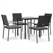 Set Pranzo da Giardino 5pz | Set Salotto da Giardino con Cuscini in Polyrattan e Acciaio