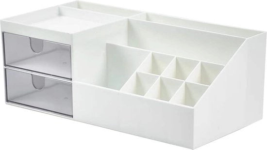 Organizzatore di Trucco con 2 Scomparti - Cassa di Stoccaggio per Bagno, Camera da Letto e Ufficio