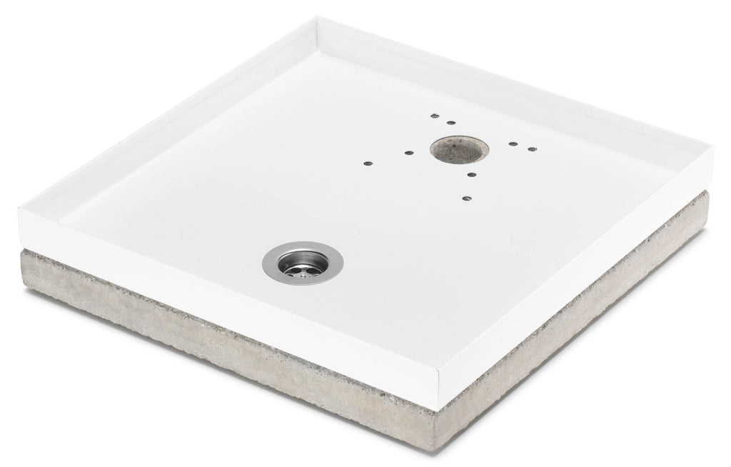 Base Portaciottolo per Fontane 40x40x8 cm in Metallo con Base in Cemento Belfer 42/BSE/10 Bianco