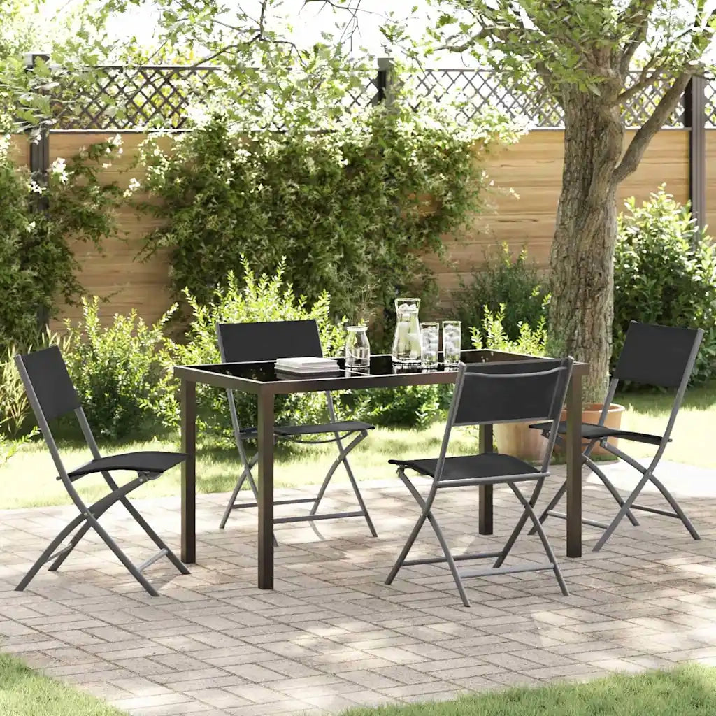 Set da Pranzo per Giardino 5 pz | Set Salotto da Giardino Nero