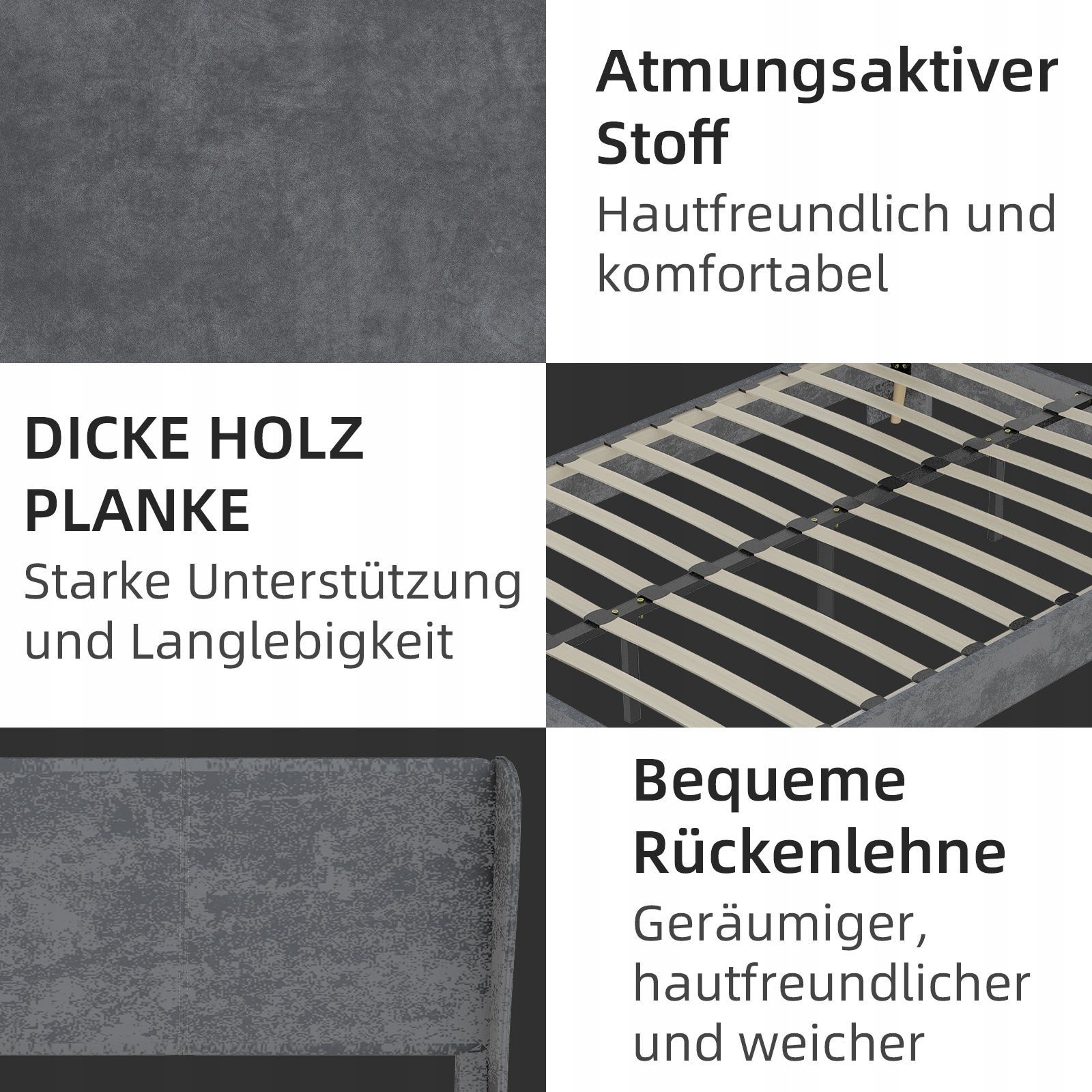 Letto imbottito 140x200 grigio minimalista - Xylo