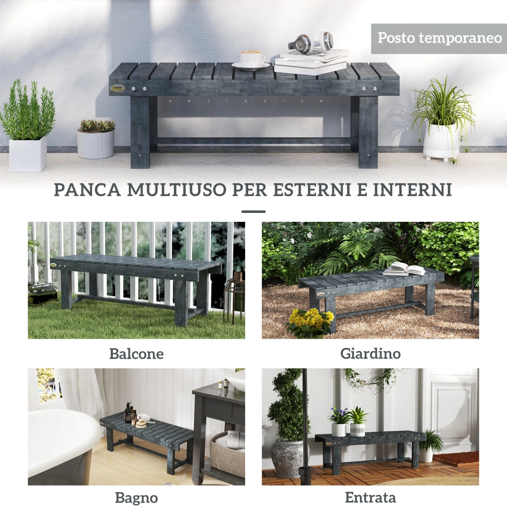 Panchina da Giardino a 2 Posti Impermeabile in Legno di Abete, 110x38x35 cm, Grigio