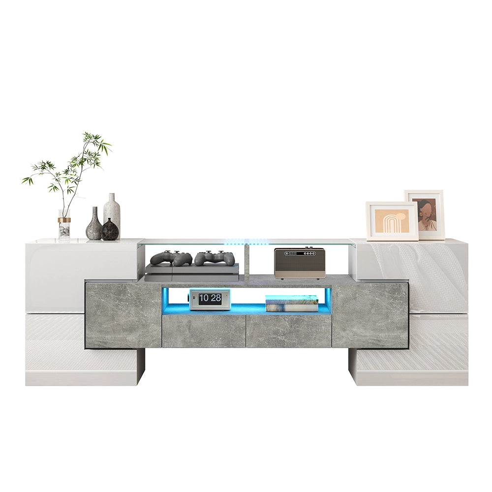 Mobile TV LED - Xylo - 145cm bianco lucido vetro