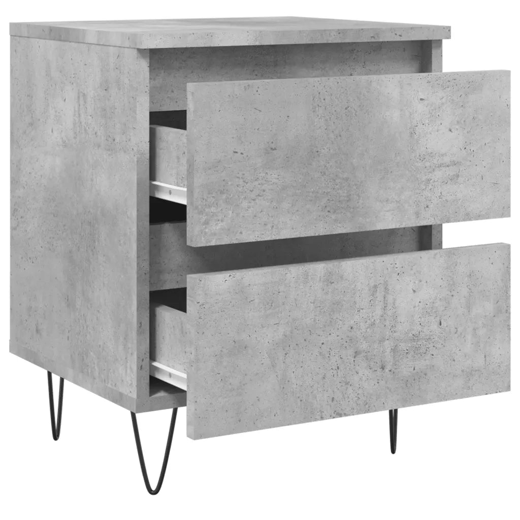 Set di 2 Comodini | Armadio da Notte | Mobiletto da notte Grigio Cemento 40x35x50 cm in Legno Multistrato