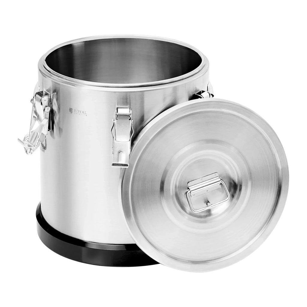 Contenitore professionale in acciaio inox per alimenti isolato per la ristorazione calda e fredda (15 litri isolamento a doppia parete coperchio con chiusure a rana) 14_0004274