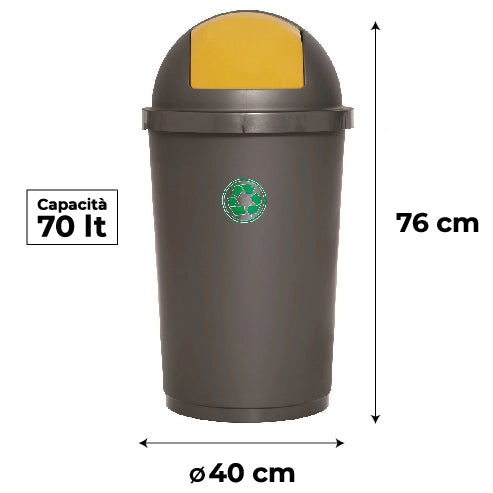SET 2 PATTUMIERE BASCULANTI DA 70 LT PER RICICLO DI CARTA E PLASTICA