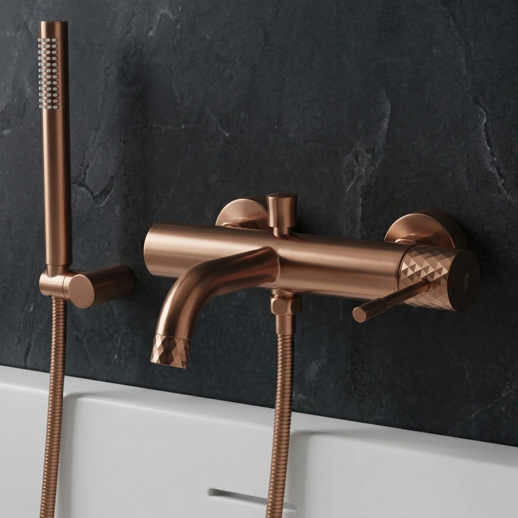 Rubinetto Da Vasca Rea Lungo Diamond Brush Copper