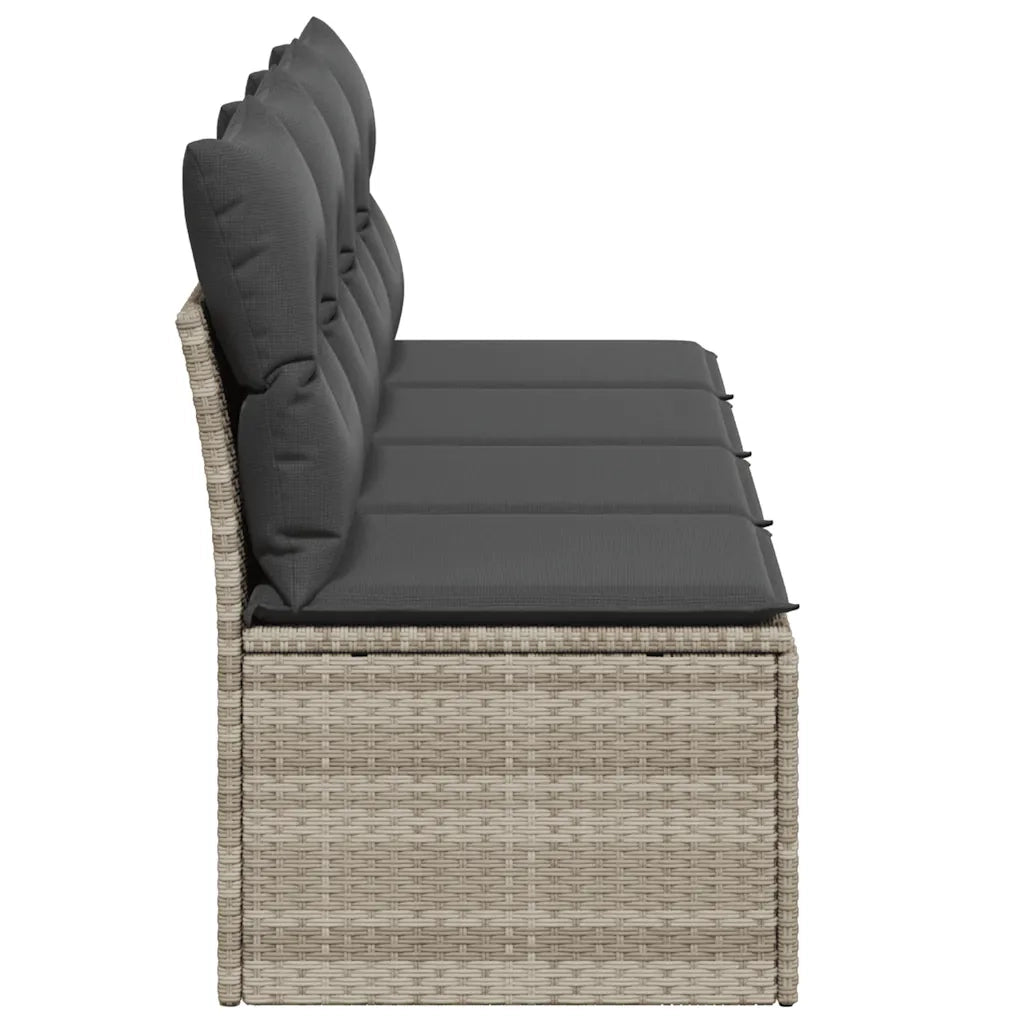 Divano da Giardino con Cuscini 4 Posti Grigio Chiaro Polyrattan