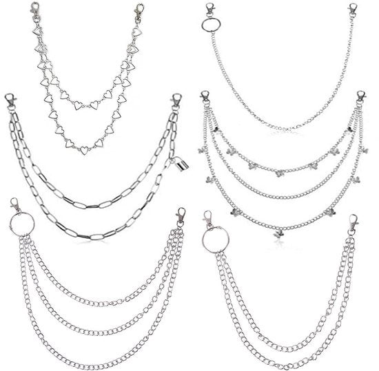 Kit di catene per portafoglio 6 pezzi - Punk per signora/signore - Accessori per portafoglio/rim - Per fissare chiavi/accessori - Facile da utilizzare - Catena per portafoglio