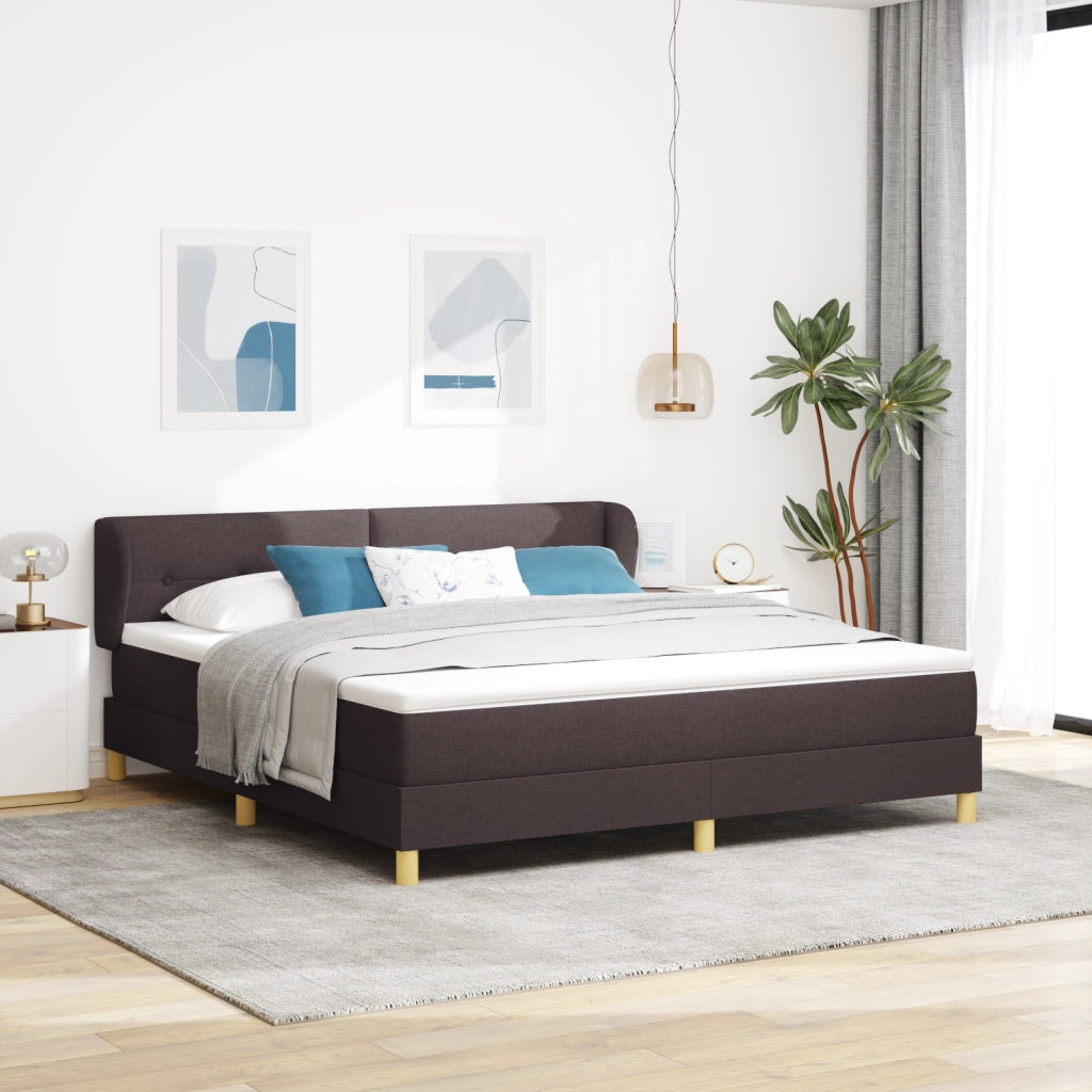 Letto con Materasso in Tessuto Marrone Scuro, 180x200 cm