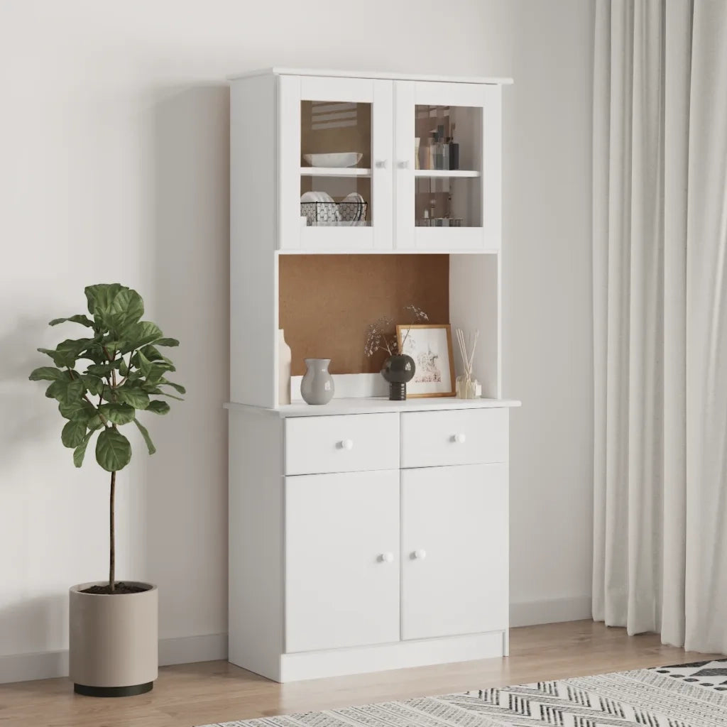 Credenza ALTA Bianca 77x35x165 cm in Legno Massello di Pinocod mxl 101448