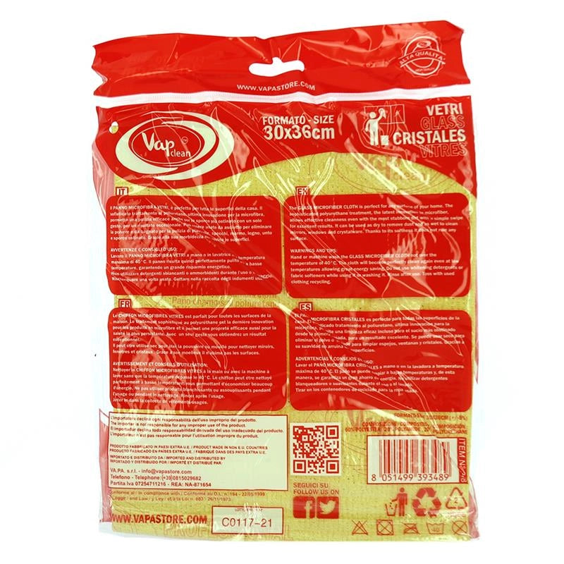VAP CLEAN PANNO PROFESSIONALE PER VETRI SCAMOSCIATO, NON LASCIA RESIDUI 30X36