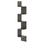 Scaffale sospeso a muro organizzatore di stoccaggio a parete-Scaffale angolare a 5 livelli espositore in legno per soggiorno Grigio