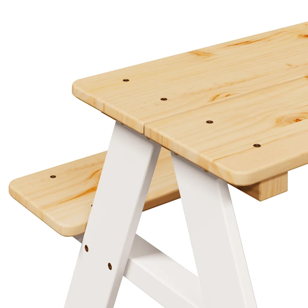 Tavolo per Bambini con Panche IRUN 90x79,5x50 cm Legno Massello CFW7857411