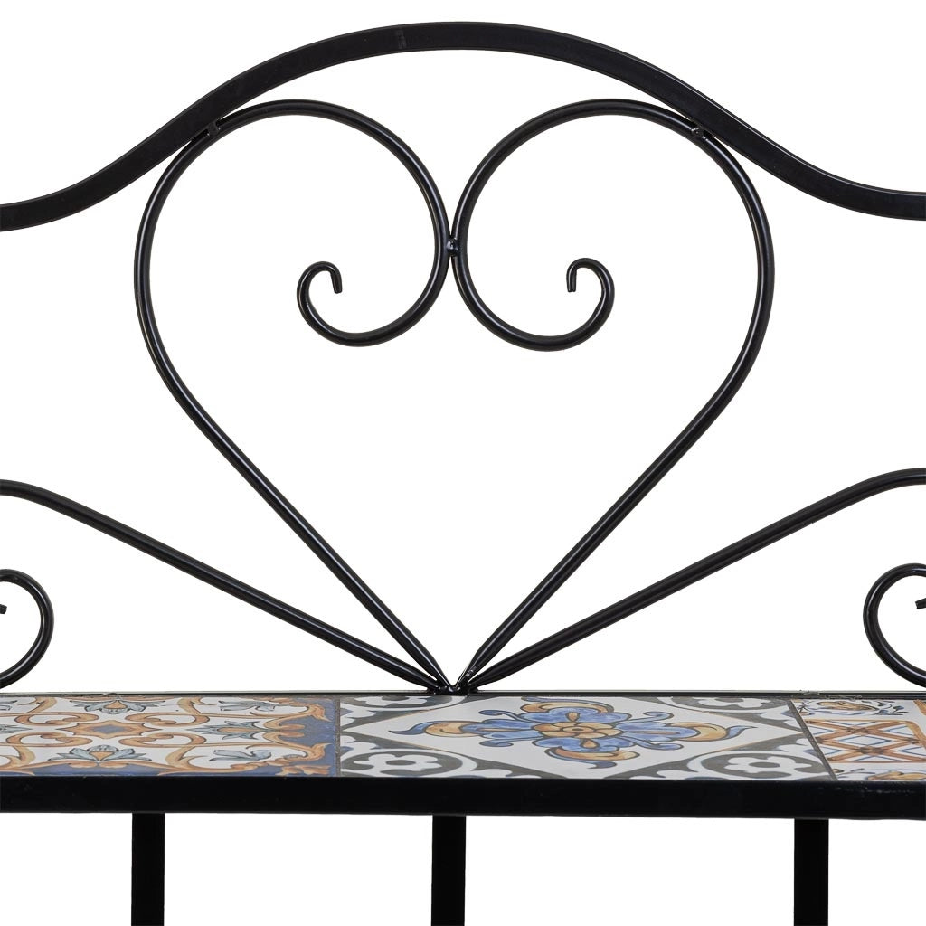 Scaffale in mosaico e ferro battuto nero 57x27x133h