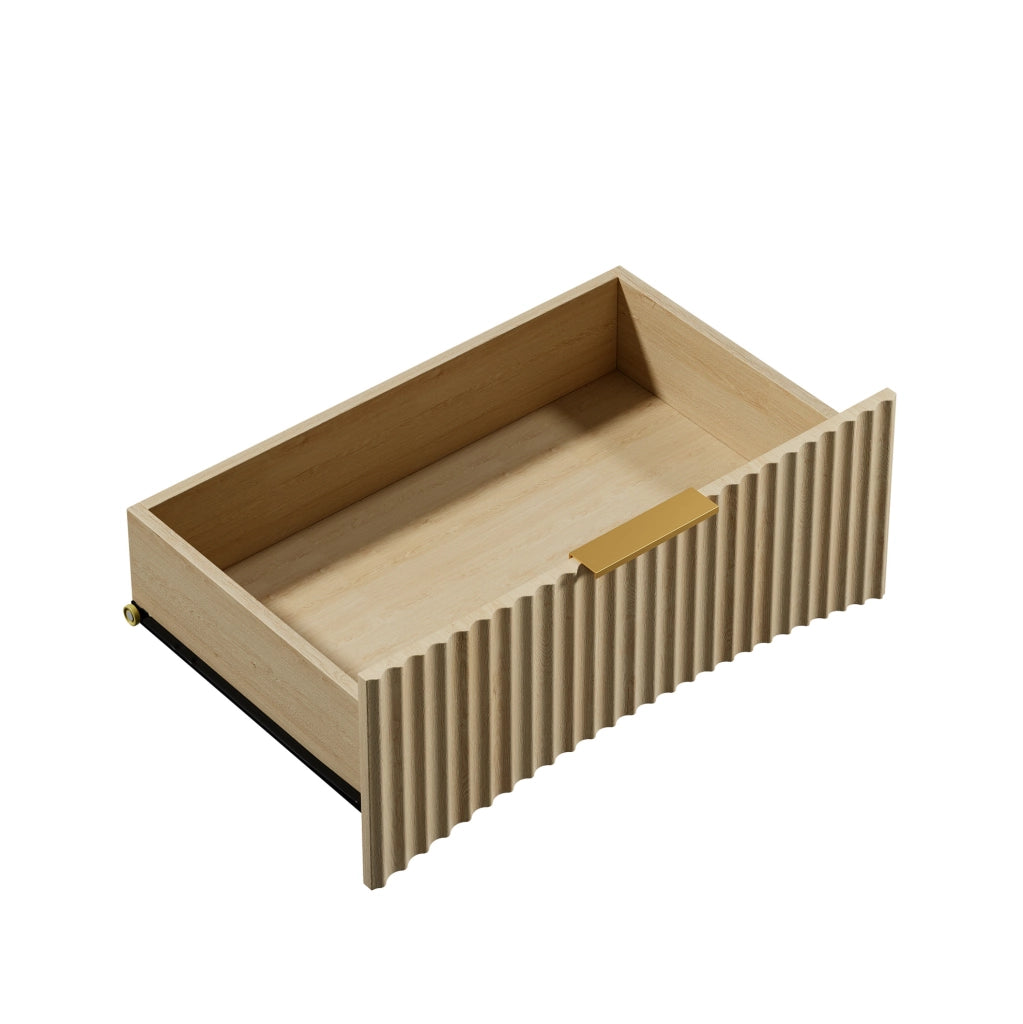 Comodino 58x38x64 cm con 3 cassetti; guide silenziose in MDF; rovere