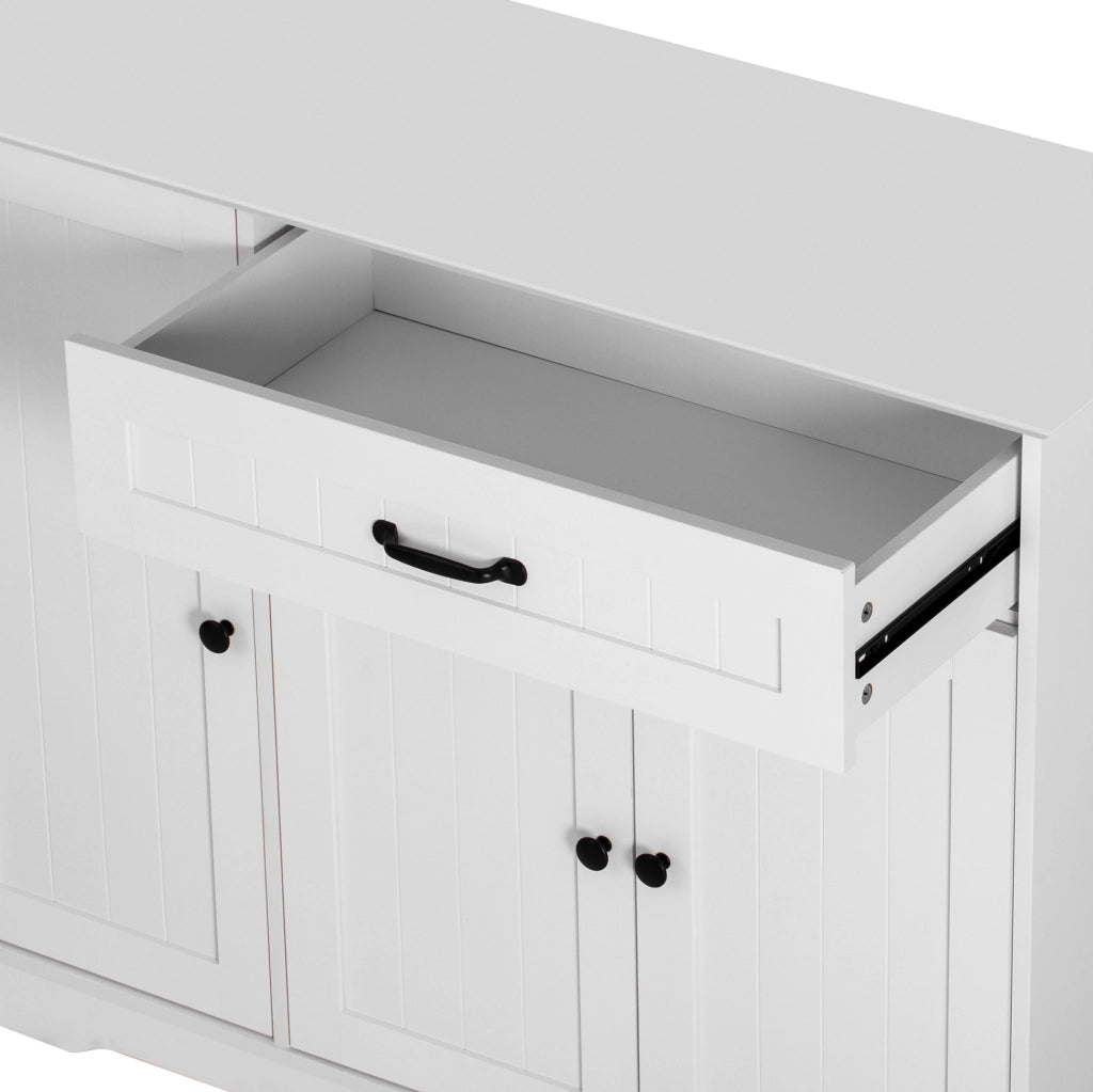 Credenza bianca in MDF con 3 ante, cassetto e ripiani regolabili