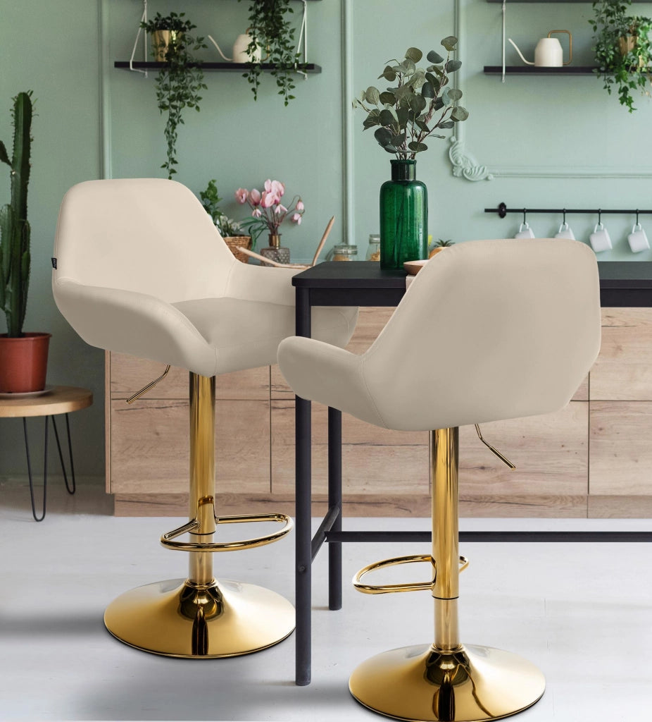 2er Set Barhocker Braga Gold Kunstleder