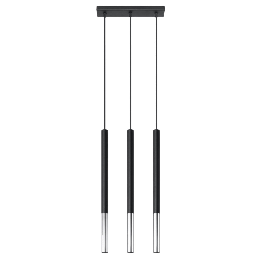 Lampada a sospensione VITREO 3 luci nero/cromo Pure Lume