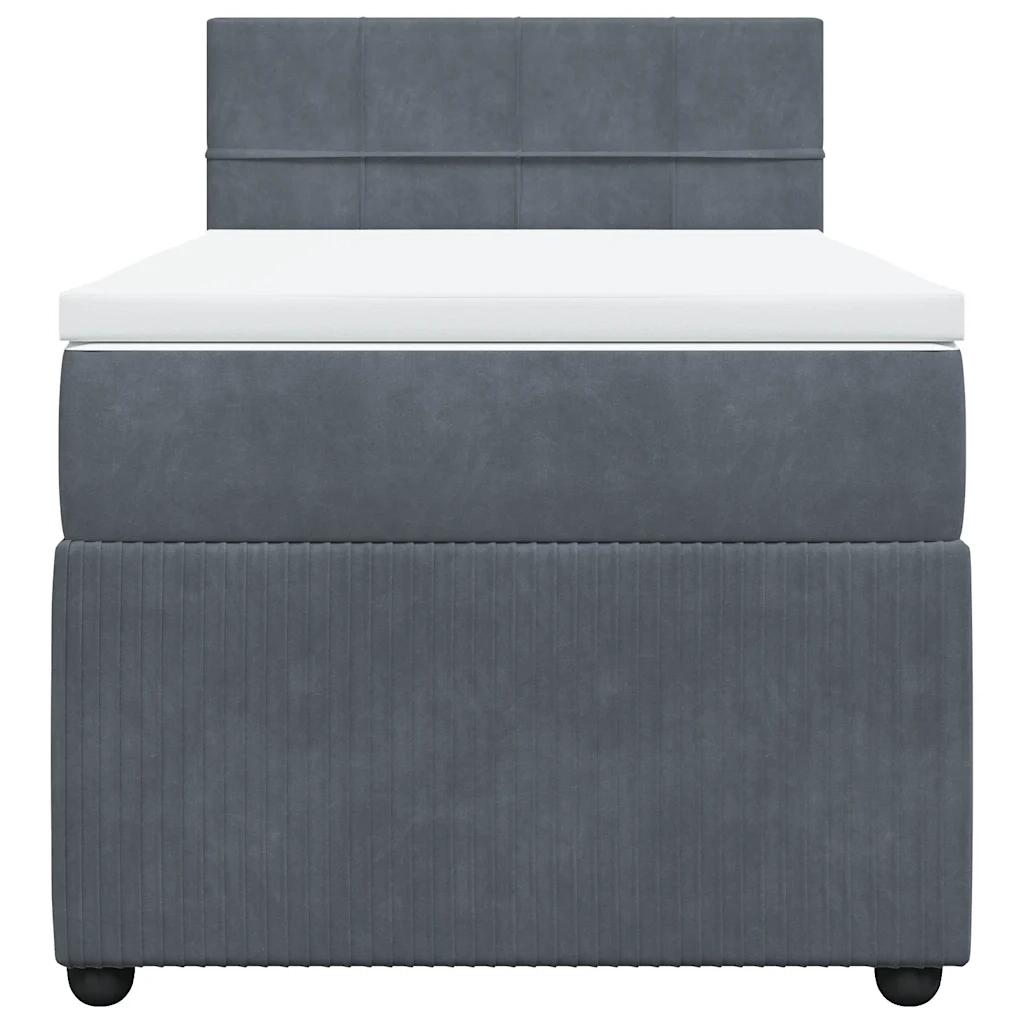 Giroletto a Molle con Materasso Grigio Scuro 90x200 cm Velluto