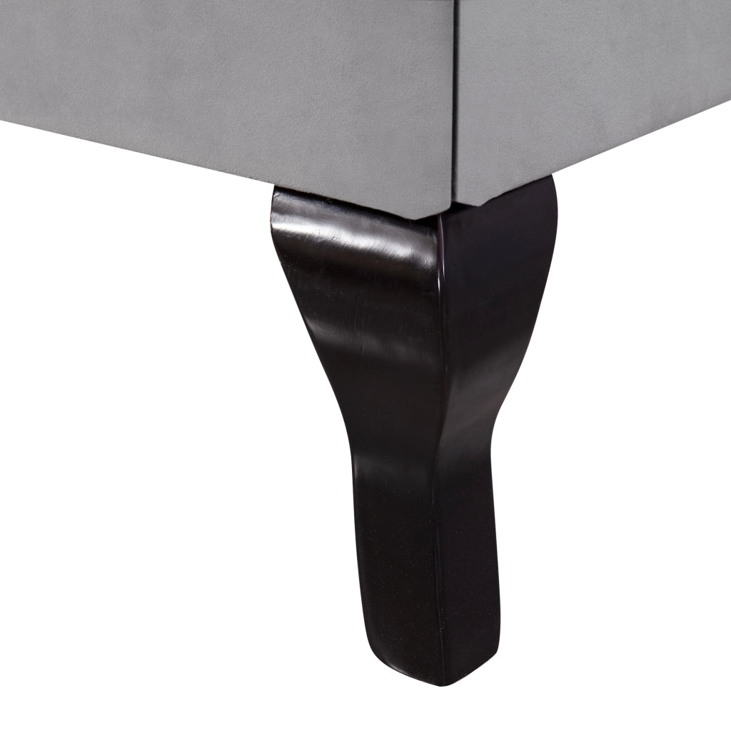 Letto Singolo 90x200 cm; 1 Posto - Testiera Imbottita; Rete in Legno - in Velluto - Grigio