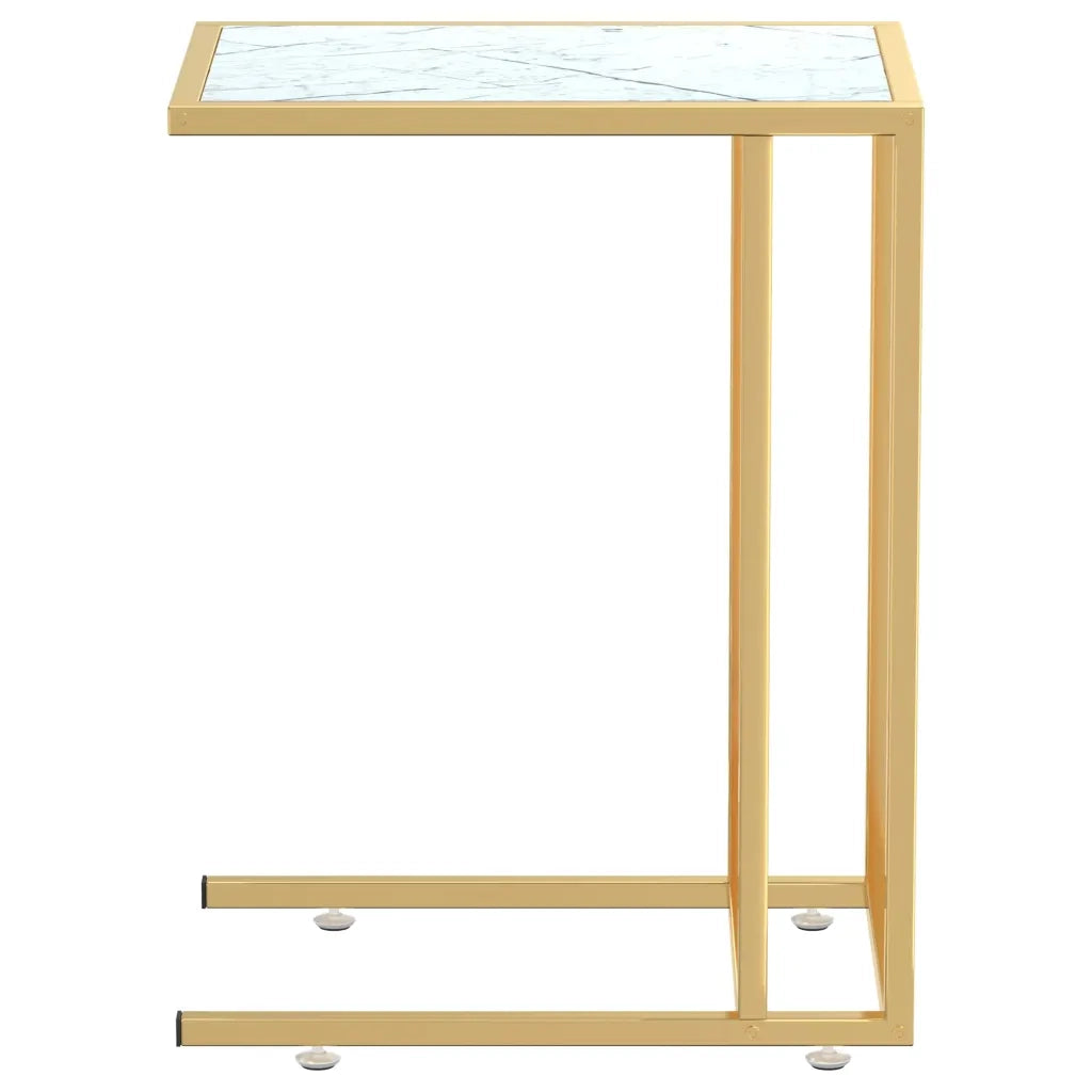 Tavolino per Computer Marmo Bianco 50x35x65 cm Vetro Temperato 331648